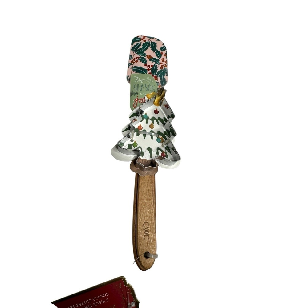 CWC cook with color spatula & cookie cutter set christmas 3 piece‎ set